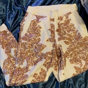 J.crew sequin sparkly summer linen jogger pants